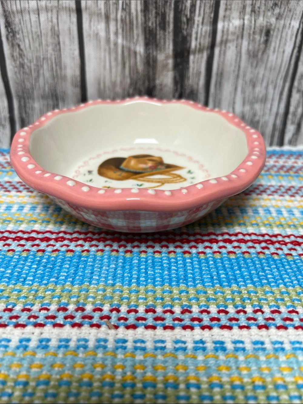 Pioneer Woman set of 2 mini adorable ceramic bakers 1- loaf pan 1-mini pie plate